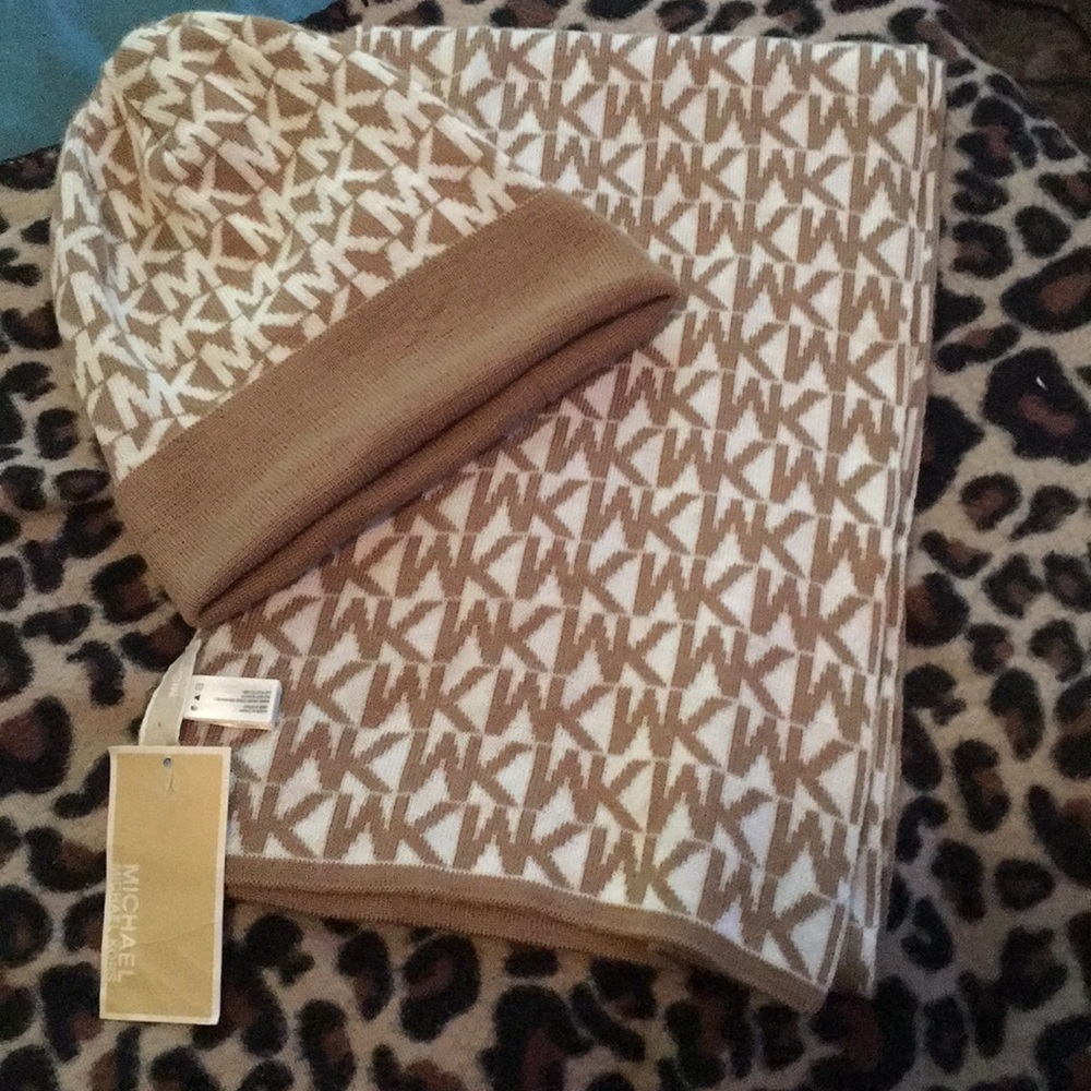 MK scarf and matching hat